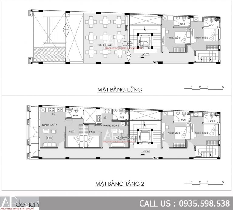 Thiết kế khách sạn mini mặt tiền 7m - LaQuica Hotel - Kiến trúc APdesign