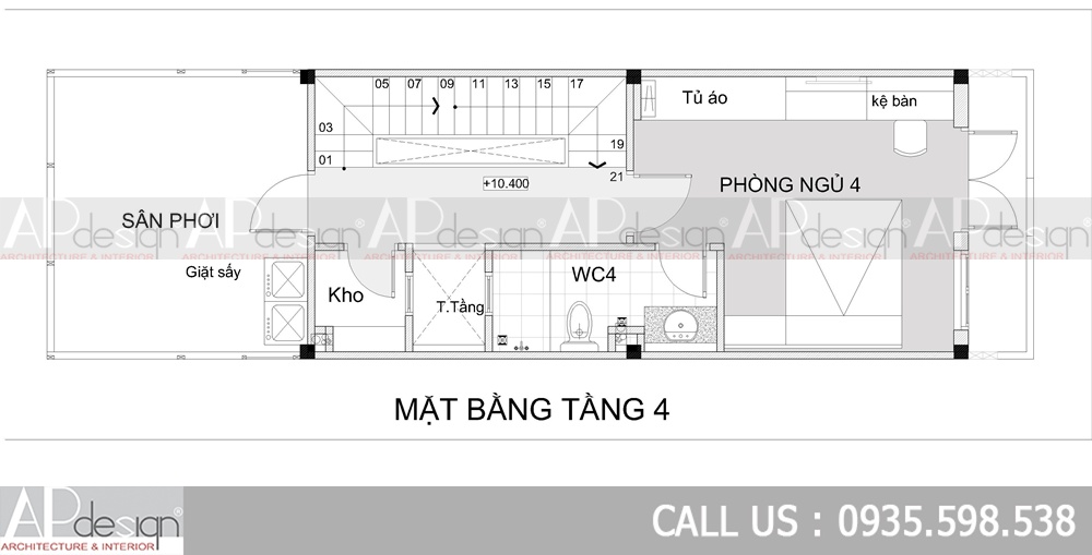 Thiết kế nhà phố 4x13m 4 tầng 4 phòng ngủ Thiết kế nhà phố 4x13m 4 tầng 4 phòng ngủ